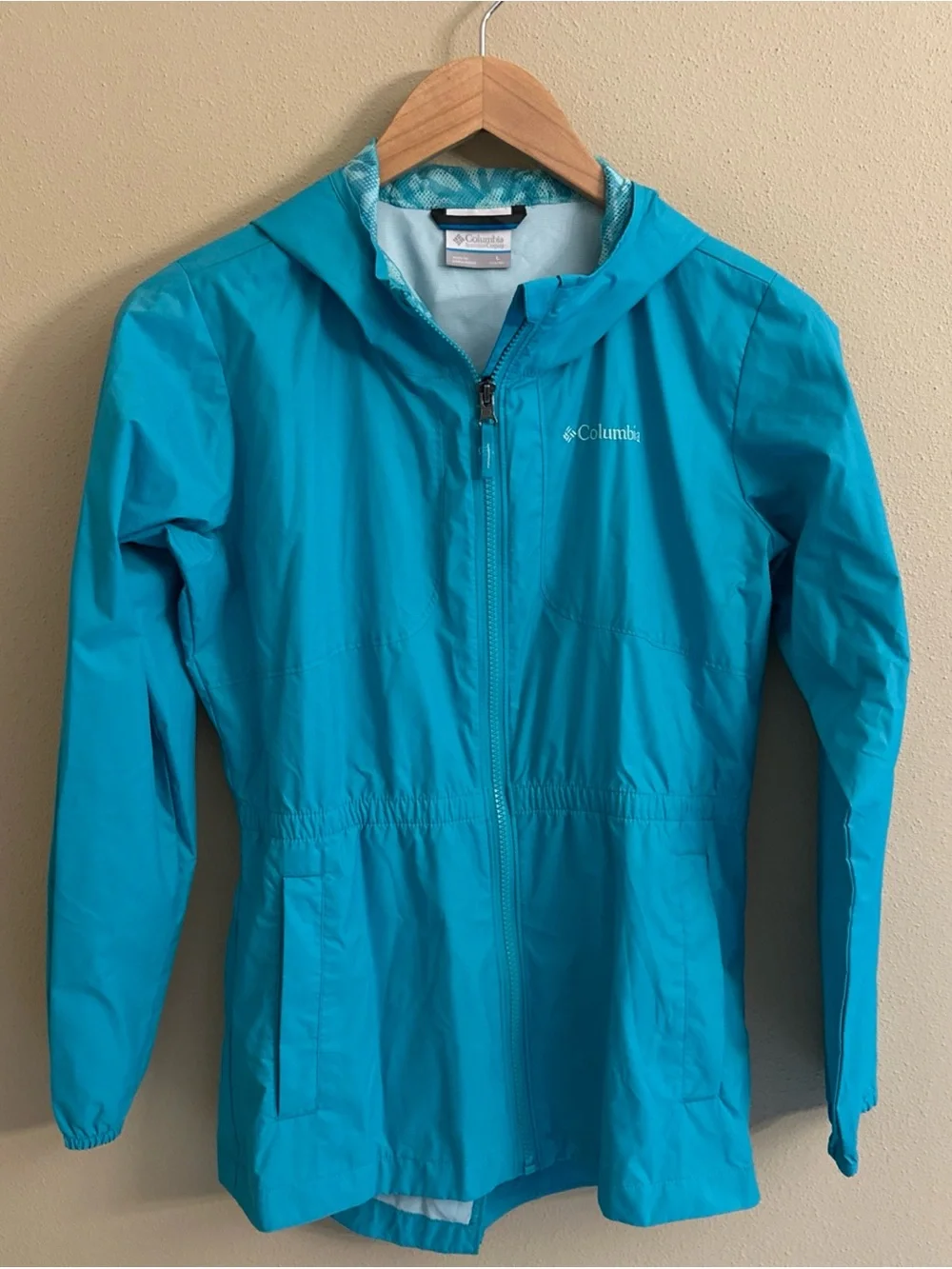 Columbia Girls Windbreaker Jacket Size Large 14-16 Blue Lightweight School Youth